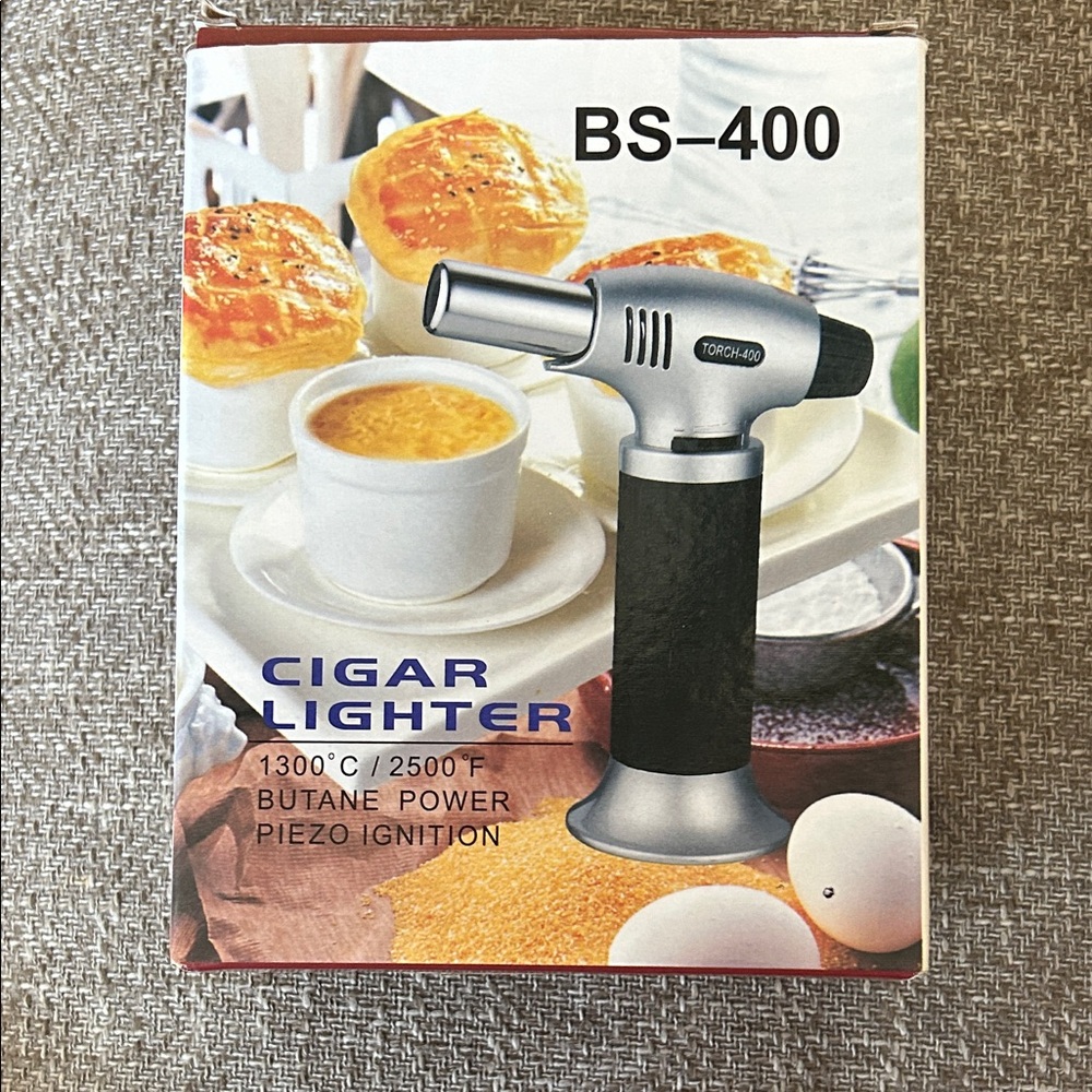 Silver and Black Culinary Torch - Professional Butane Kitchen Tool